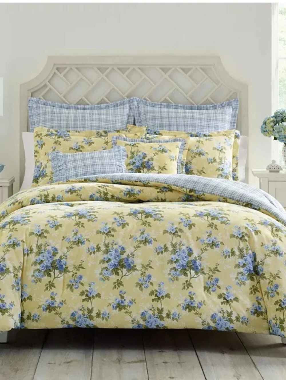 Laura Ashley Cassidy Cotton Reversible 7 Piece Duvet Cover Set Full/Queen